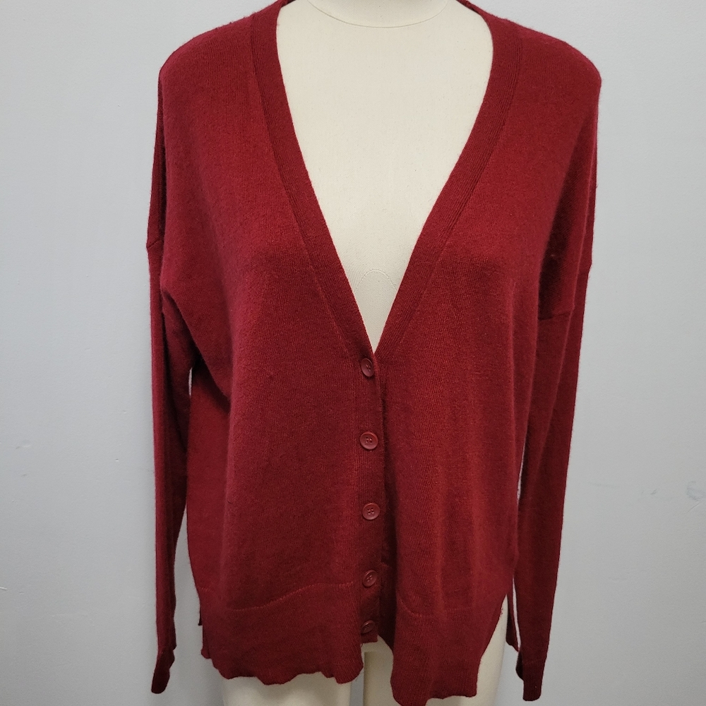 Max Studio Red Wool Blend Cardigan Size Small - image 1